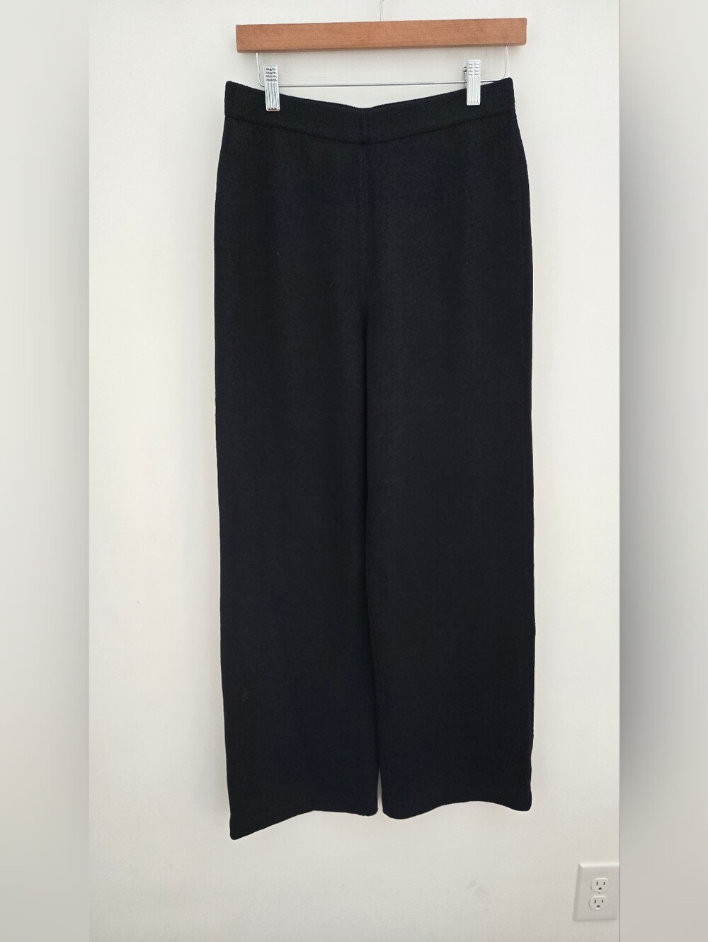 St. John Collection Santana Knit Wide Leg Pants Black Size Small